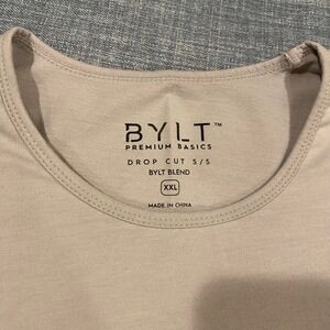 BYLT Premium Basics Drop Cut SS T-Shirt Mens XXL Tan Taupe BYLT Blend Curved Hem